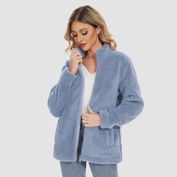 Women's Sherpa Jacket - Full Zip, Zip Pockets & Warm 0