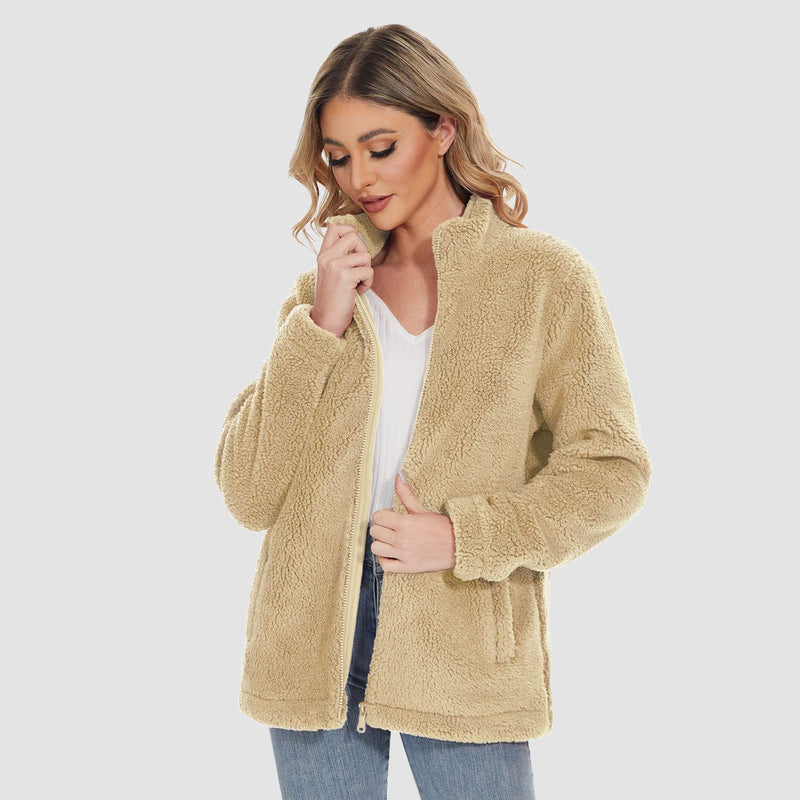 Women's Sherpa Jacket - Full Zip, Zip Pockets & Warm 10