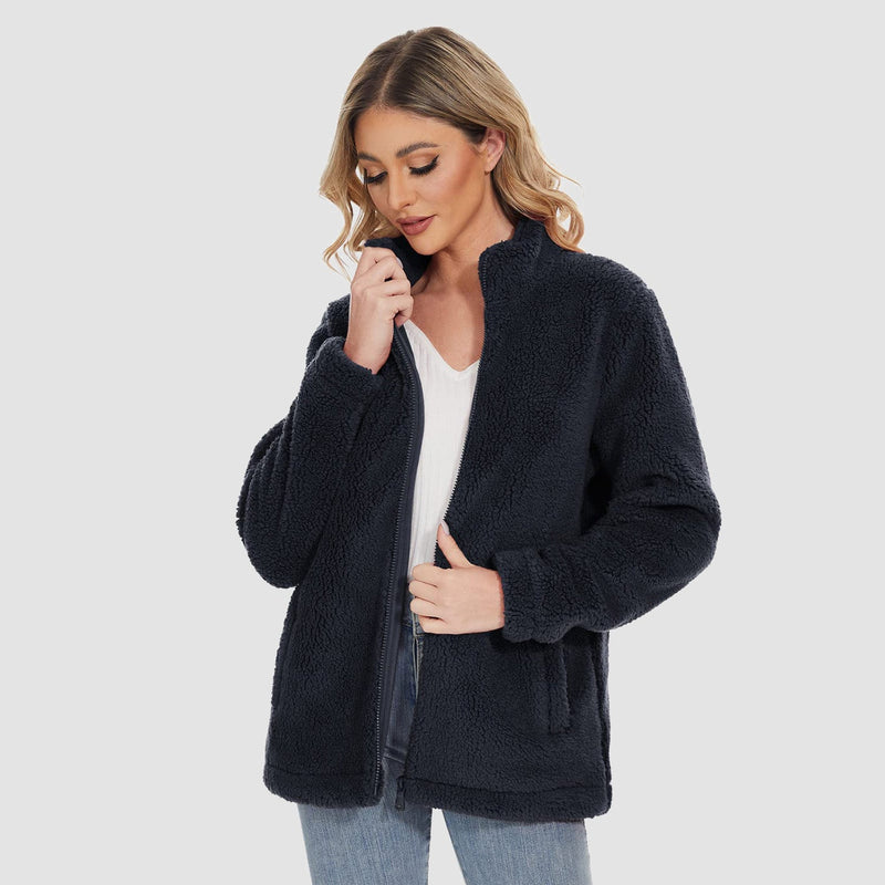 Women's Sherpa Jacket - Full Zip, Zip Pockets & Warm 11