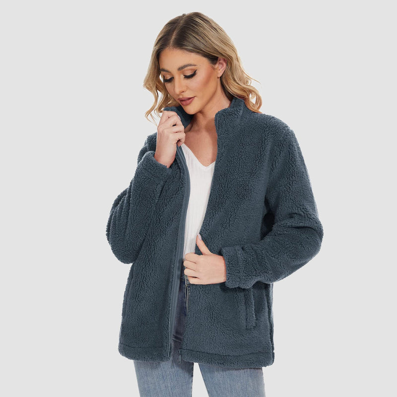 Women's Sherpa Jacket - Full Zip, Zip Pockets & Warm 12