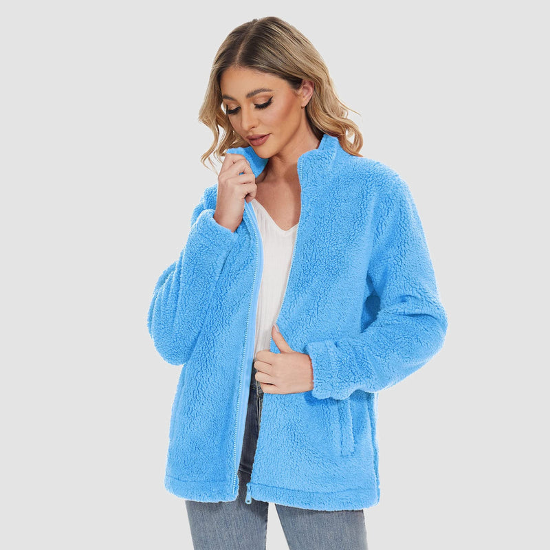 Women's Sherpa Jacket - Full Zip, Zip Pockets & Warm 13