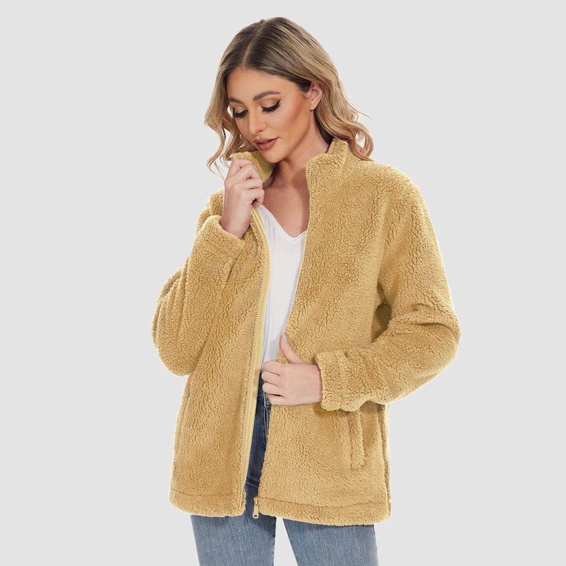 Women's Sherpa Jacket - Full Zip, Zip Pockets & Warm 14