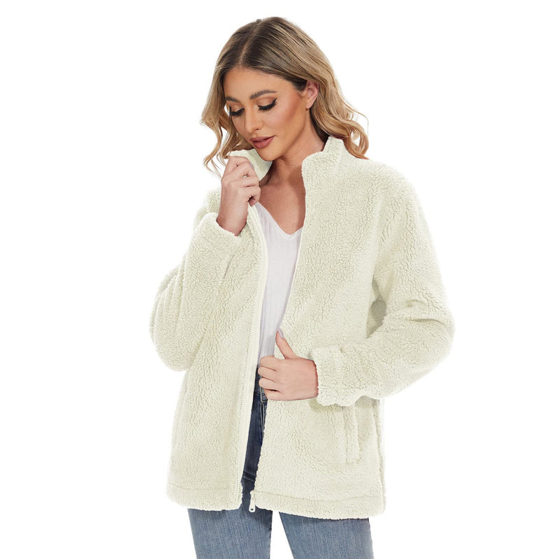 Women's Sherpa Jacket - Full Zip, Zip Pockets & Warm 15