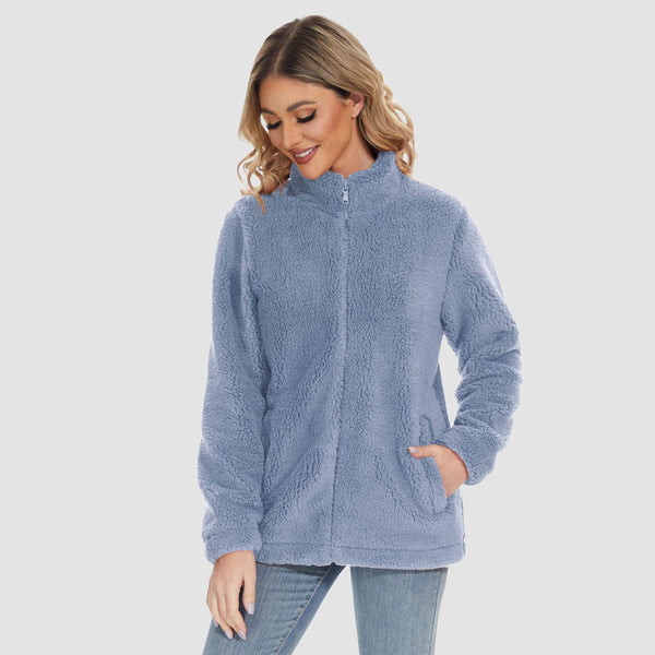 Women's Sherpa Jacket - Full Zip, Zip Pockets & Warm 1