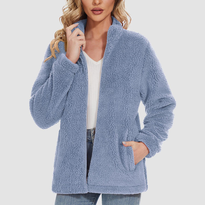 Women's Sherpa Jacket - Full Zip, Zip Pockets & Warm 2