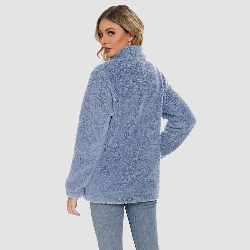 Women's Sherpa Jacket - Full Zip, Zip Pockets & Warm 3