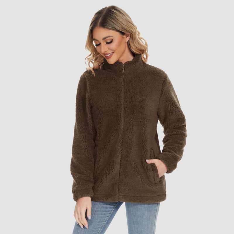 Women's Sherpa Jacket - Full Zip, Zip Pockets & Warm 5