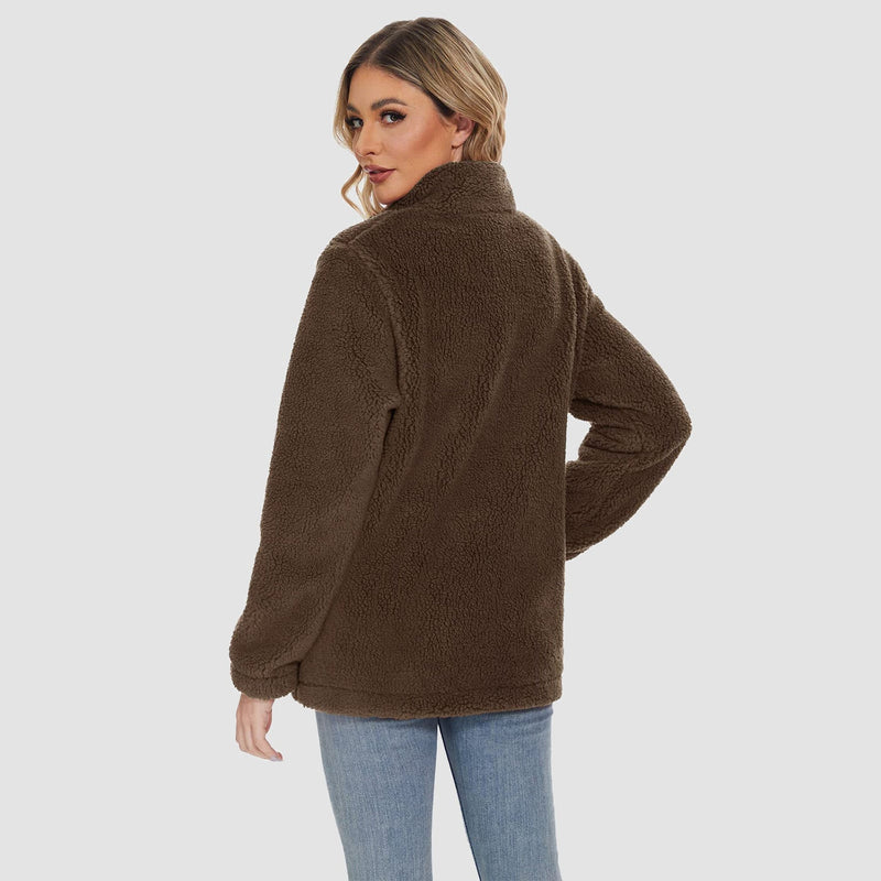 Women's Sherpa Jacket - Full Zip, Zip Pockets & Warm 6