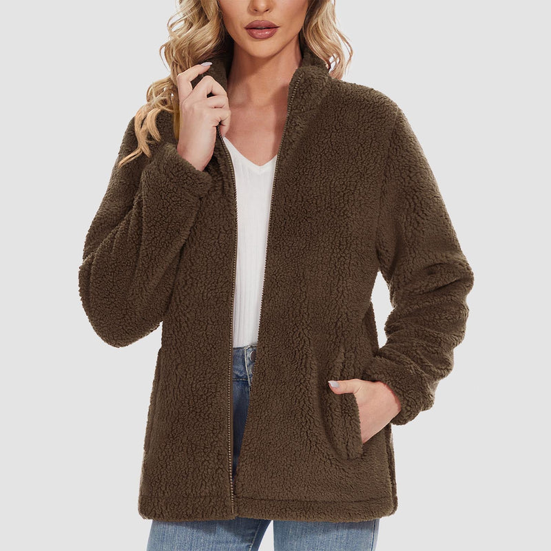 Women's Sherpa Jacket - Full Zip, Zip Pockets & Warm 7