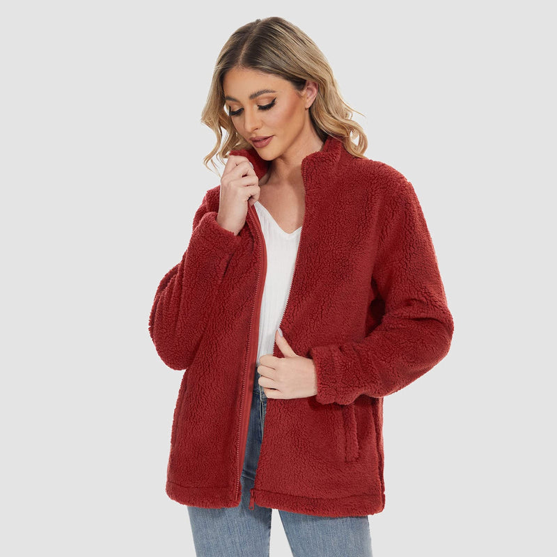 Women's Sherpa Jacket - Full Zip, Zip Pockets & Warm 8