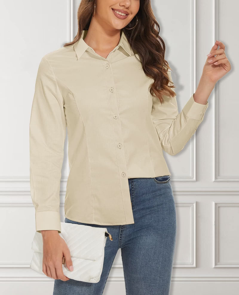 Women's Slim Fit Button-Down Long Sleeve Wrinkle-Free Shirt 1
