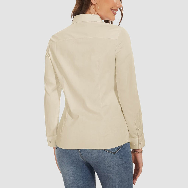 Women's Slim Fit Button-Down Long Sleeve Wrinkle-Free Shirt 4