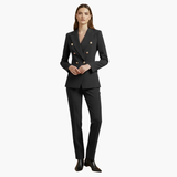 Women's Two-Piece Suit Set – Blazer, Slim Pants & Notched Lapel Collar