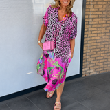 Women's Summer Dress Leopard Print V Neck | Beach Dress