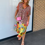 Women's Summer Dress Leopard Print V Neck | Beach Dress
