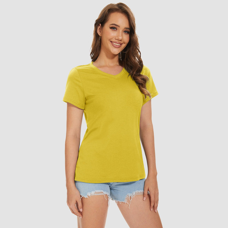 Women's V-Neck T-Shirt Quick Dry Cotton Basic Top 10