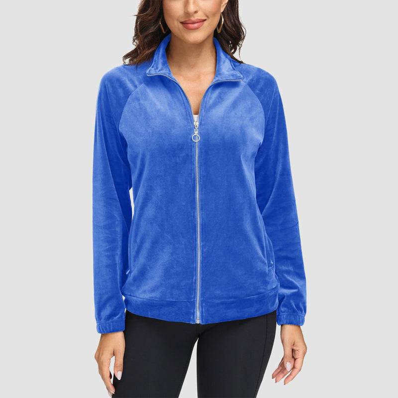 Women's Velour Fleece Jacket - Full Zip & Zipper Pockets 11