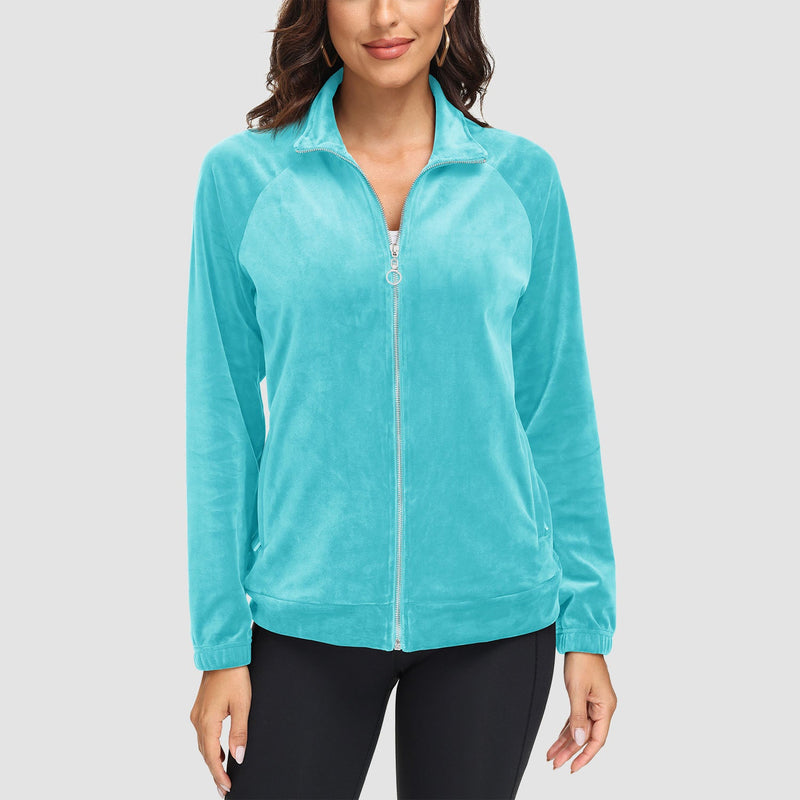 Women's Velour Fleece Jacket - Full Zip & Zipper Pockets 12