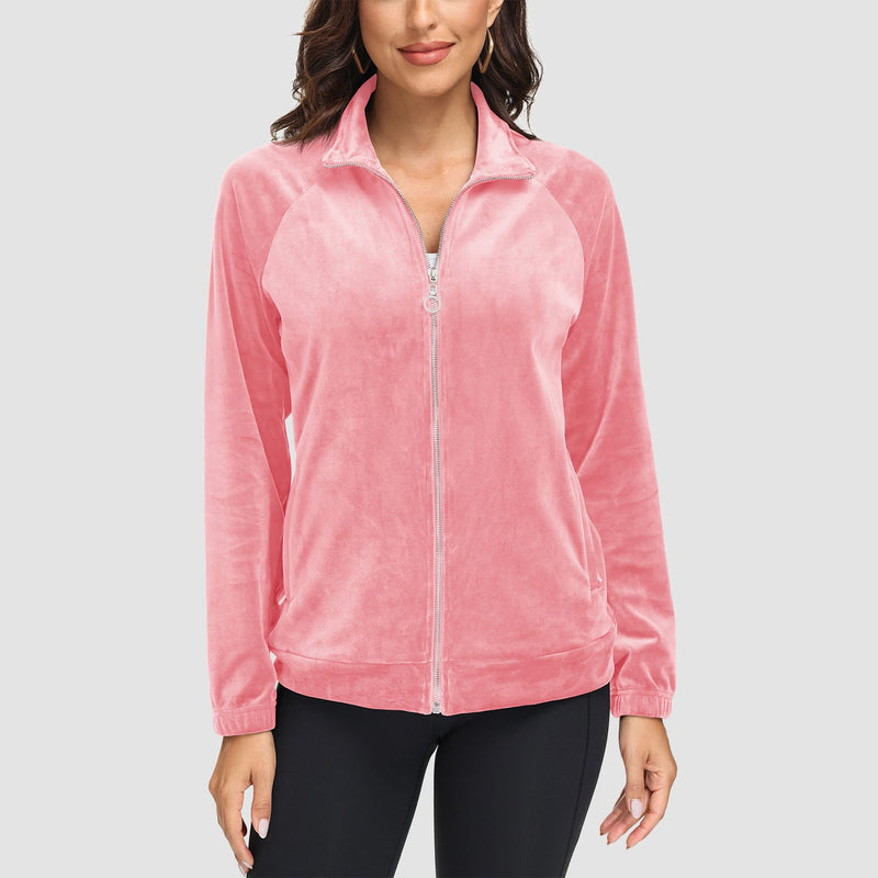 Women's Velour Fleece Jacket - Full Zip & Zipper Pockets 17