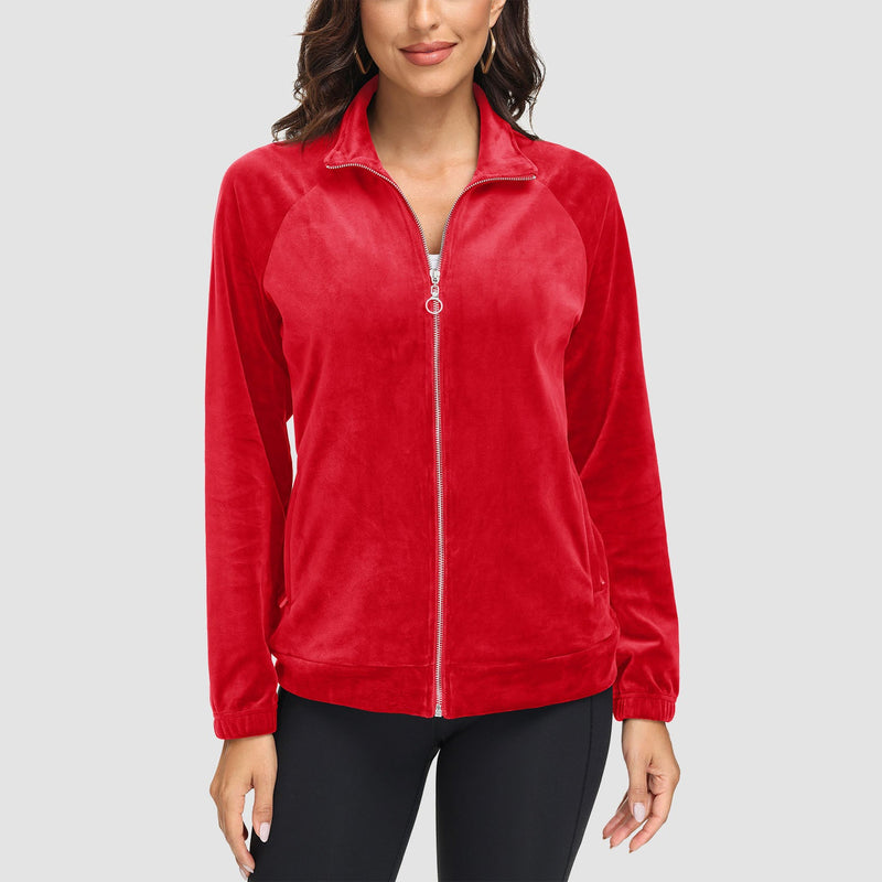 Women's Velour Fleece Jacket - Full Zip & Zipper Pockets 20