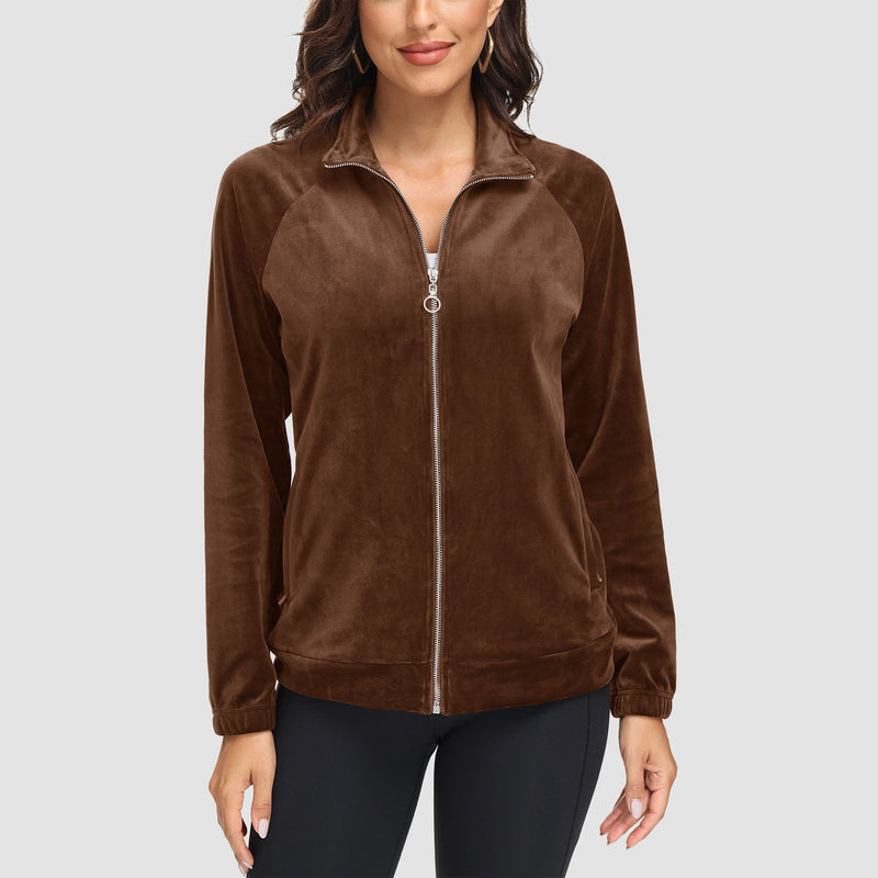 Women's Velour Fleece Jacket - Full Zip & Zipper Pockets 7