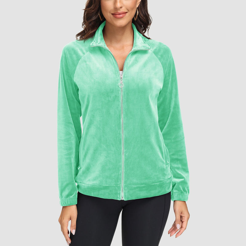 Women's Velour Fleece Jacket - Full Zip & Zipper Pockets 9
