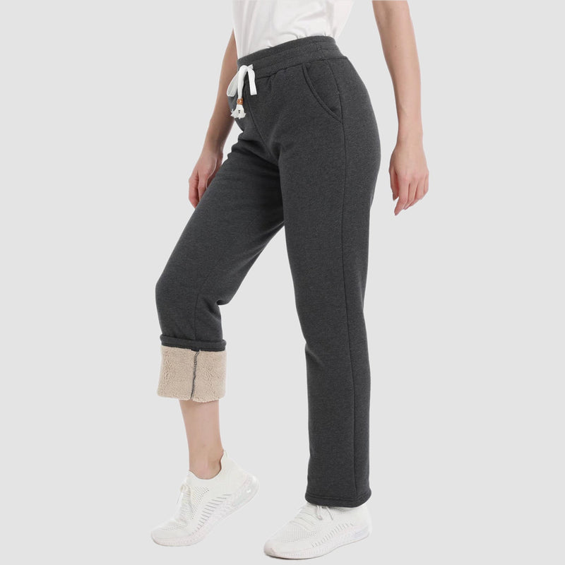 Women's Warm Sherpa Lined Jogger Pants with 3 Pockets 8