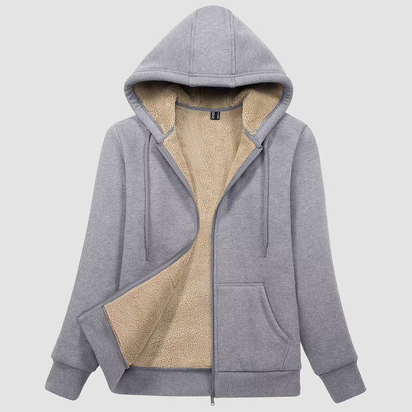 Women's Zip-Up Sherpa Lined Fleece Hoodie Jacket 0
