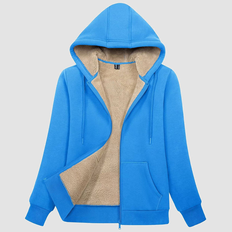 Women's Zip-Up Sherpa Lined Fleece Hoodie Jacket 11