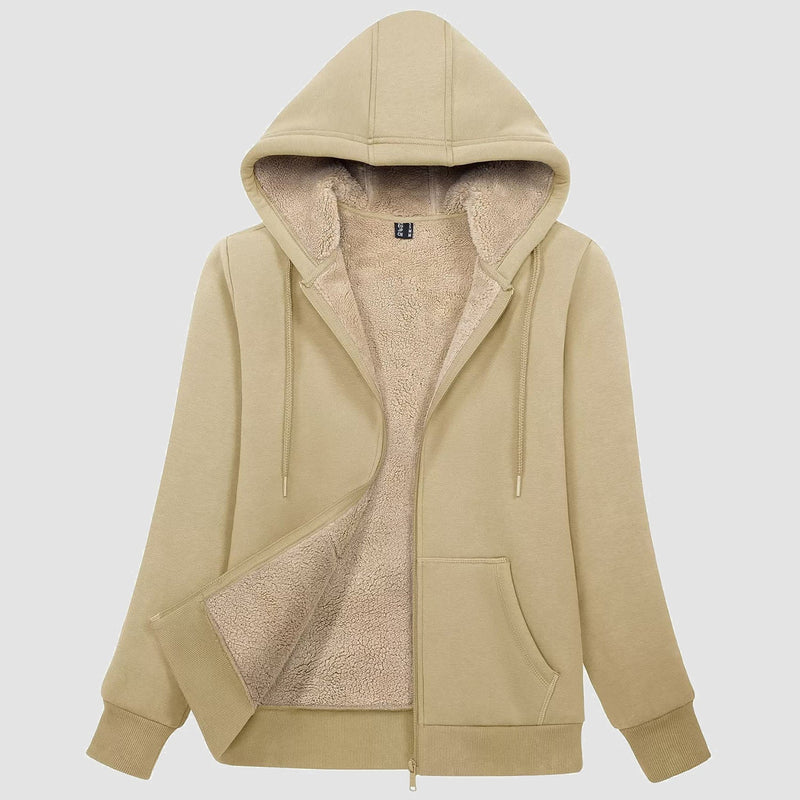 Women's Zip-Up Sherpa Lined Fleece Hoodie Jacket 14
