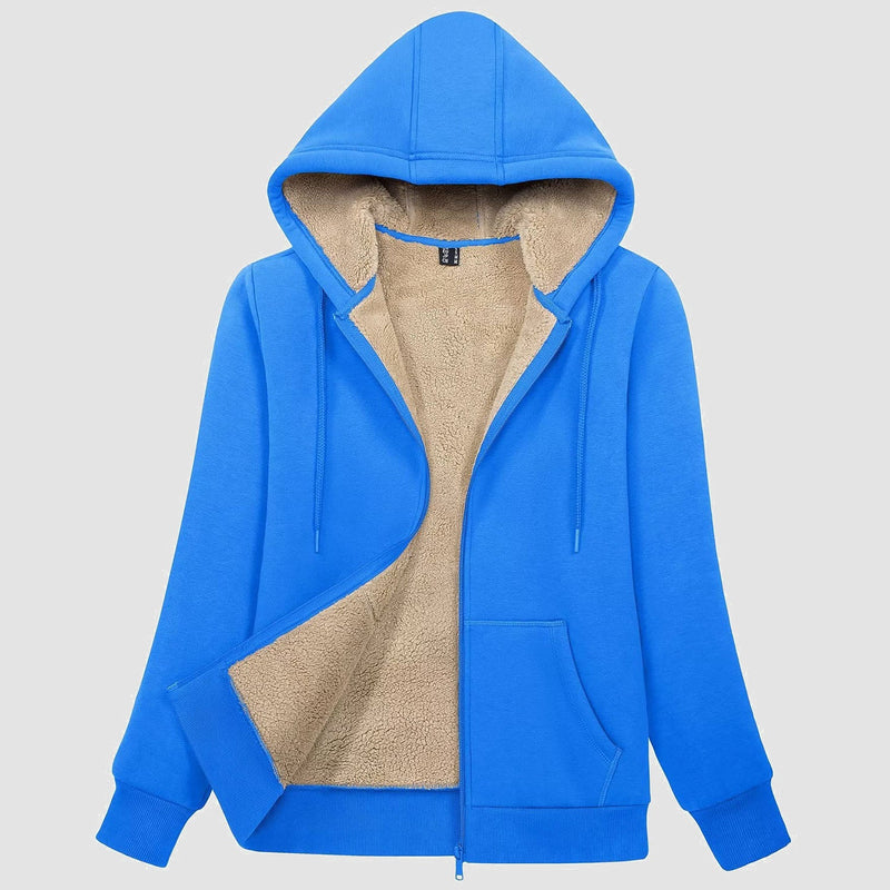 Women's Zip-Up Sherpa Lined Fleece Hoodie Jacket 15