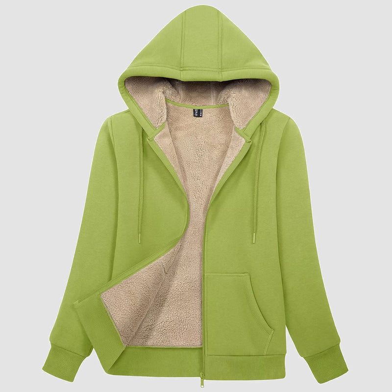 Women's Zip-Up Sherpa Lined Fleece Hoodie Jacket 16