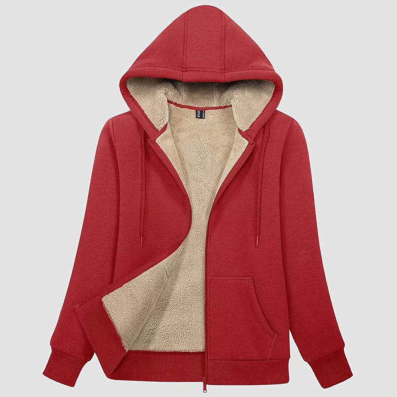 Women's Zip-Up Sherpa Lined Fleece Hoodie Jacket 20