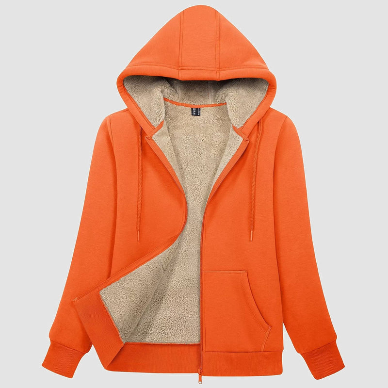 Women's Zip-Up Sherpa Lined Fleece Hoodie Jacket 21