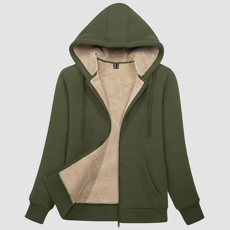 Women's Zip-Up Sherpa Lined Fleece Hoodie Jacket 22