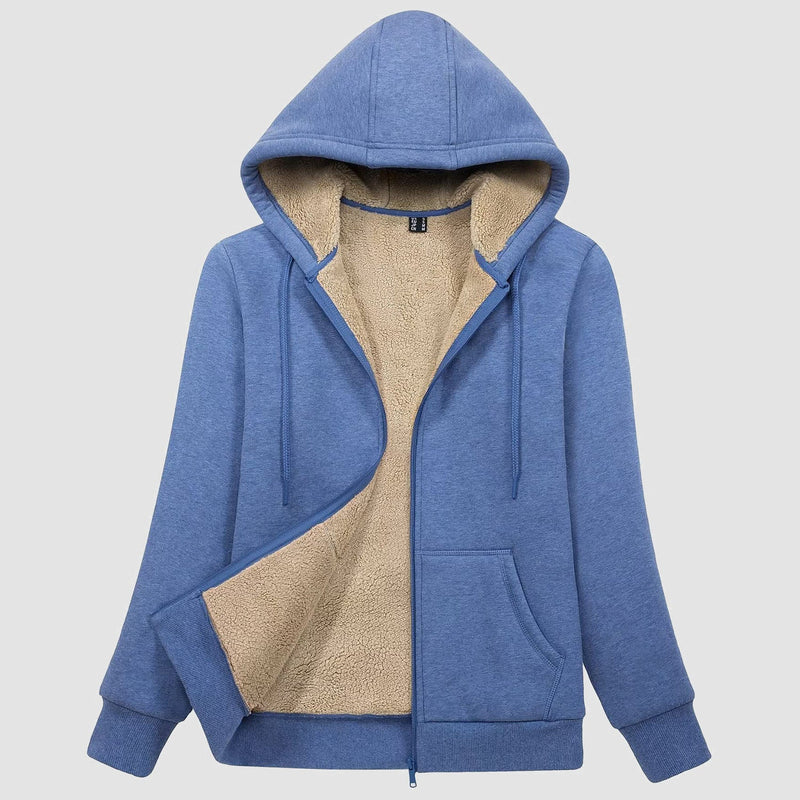 Women's Zip-Up Sherpa Lined Fleece Hoodie Jacket 4