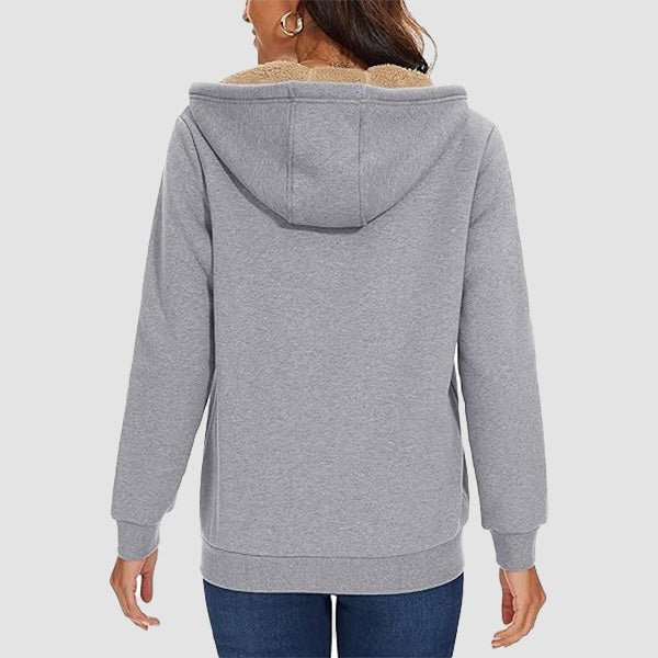 Women's Zip-Up Sherpa Lined Fleece Hoodie Jacket 7