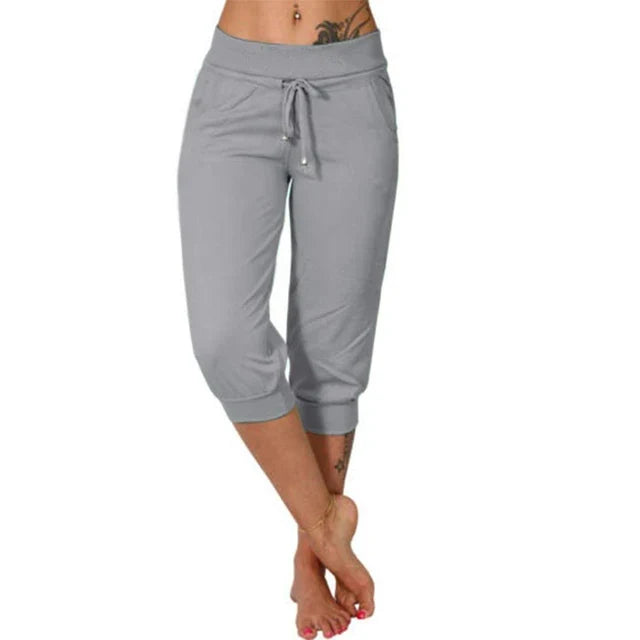 Luna Casual Capri Pants - Gray