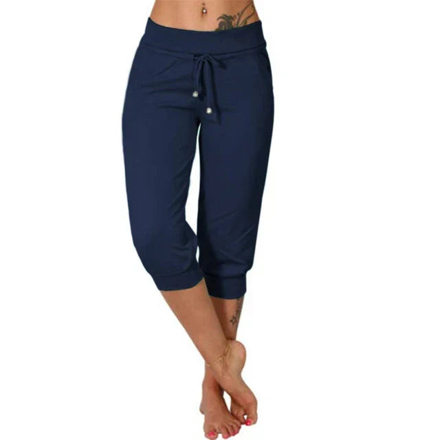 Luna Casual Capri Pants - Deep Blue