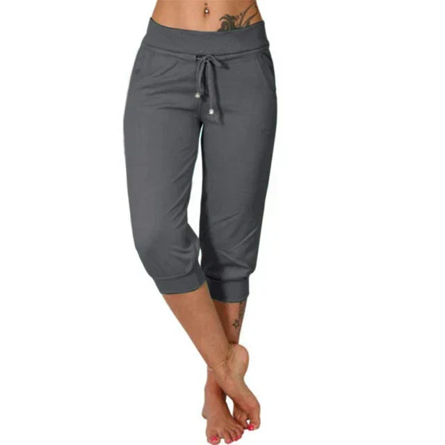 Luna Casual Capri Pants - Dark Gray