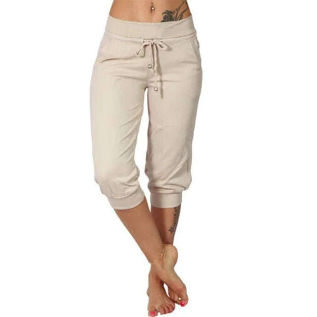 Luna Casual Capri Pants - Beige