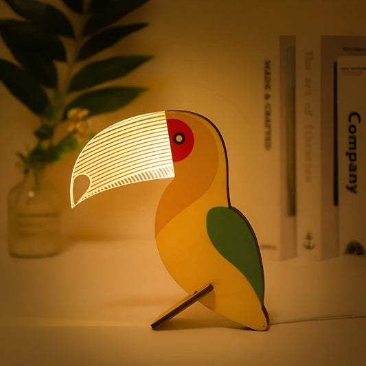 Animal Table Lamp – Wooden Design, LED Night Light & Kids Room Decor