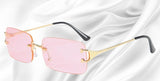 Rimless Rectangular Sunglasses – Unisex, Metal Temples, Tinted UV-Protection Lenses