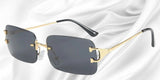 Rimless Rectangular Sunglasses – Unisex, Metal Temples, Tinted UV-Protection Lenses