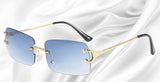 Rimless Rectangular Sunglasses – Unisex, Metal Temples, Tinted UV-Protection Lenses
