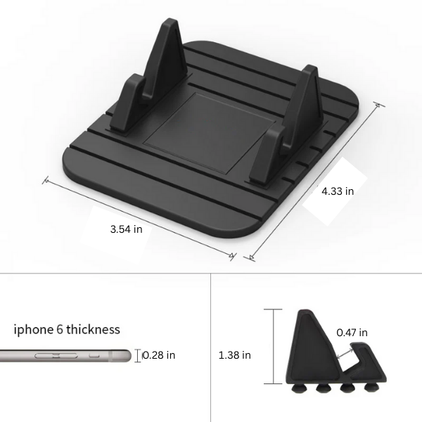 Non-Slip Phone Holder – Dashboard Car Mount, Silicone Grip & Home Stand