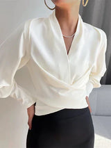 Elena – Trendy V-Neck Women's Blouse