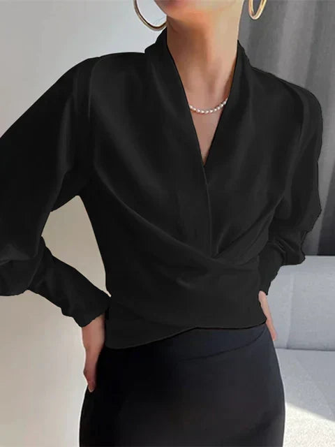 Elena – Trendy V-Neck Women's Blouse