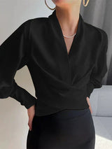 Elena – Trendy V-Neck Women's Blouse