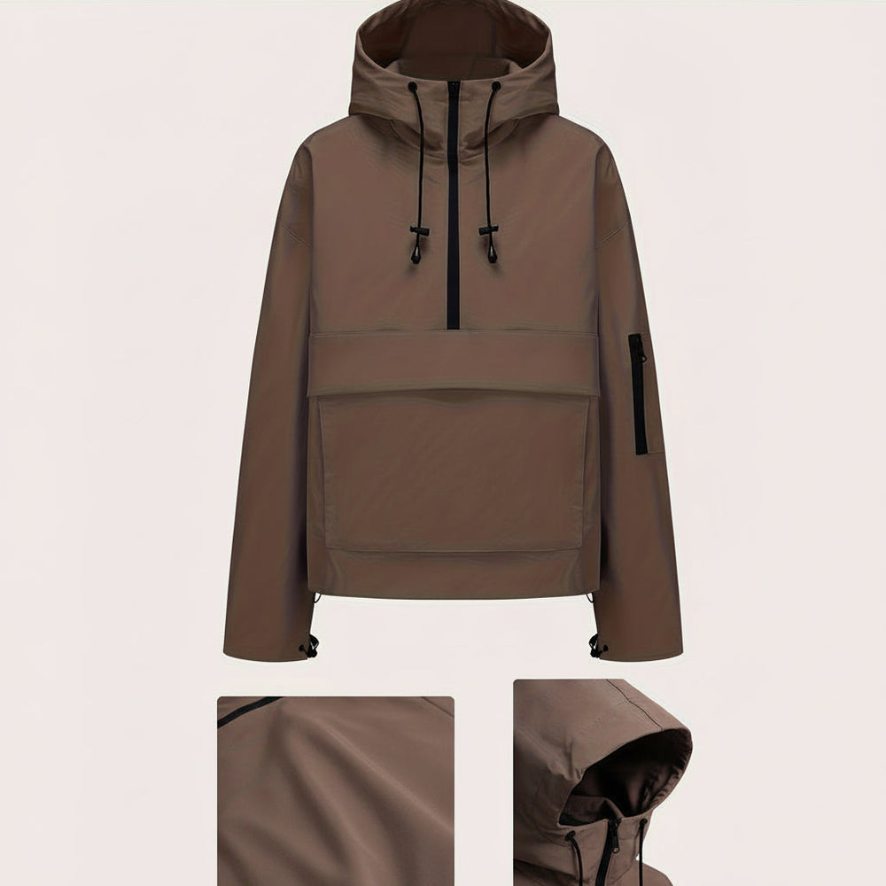 Hooded Jacket Casual Pullover Zipper Pocket